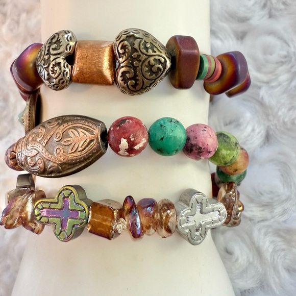 Bohemian Multi-Color Beaded Bracelet Set - Picture 3 of 5